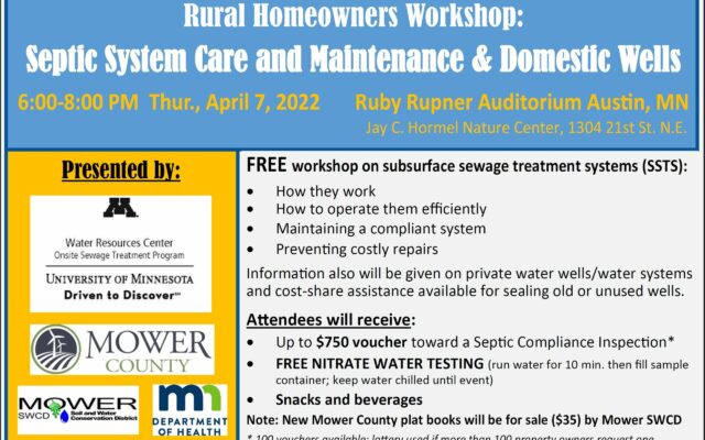 Free workshop in Austin April 7th focused on septics, wells
